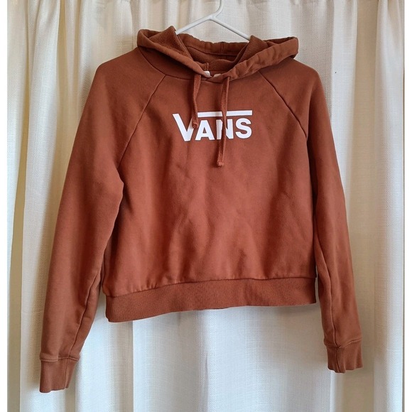 Van's Cropped Hoodie Tan/Brown Drawstring Long Sleeve‎ Pullover Size XS - Picture 1 of 6